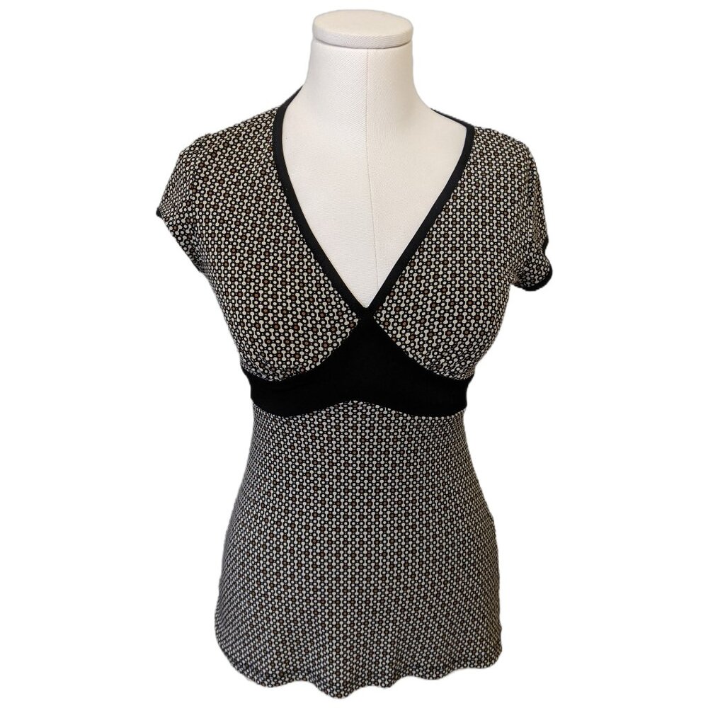Vintage Y2K Babydoll Top Geometric Bratz Aesthetic Office Siren Goth V-Neck S